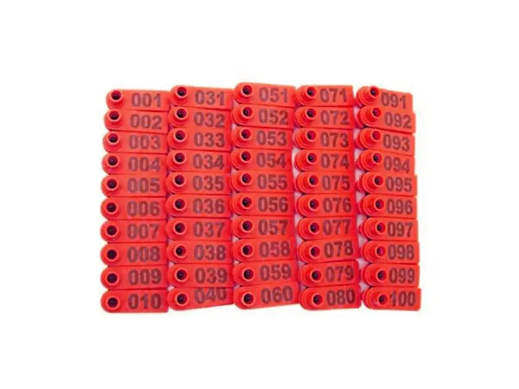 EAR TAGS - SPIKED - NUMBERED - RED
