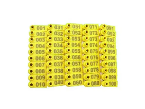 EAR TAGS - SPIKED - NUMBERED - YELLOW